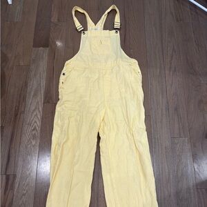 Vintage butter yellow denim overalls with adjustable straps!